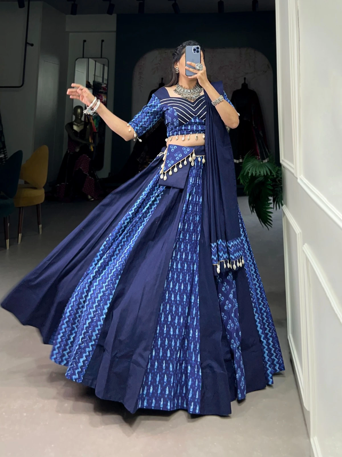 Aawiya 1699Blu Pure Cotton Wholesale Navratri Collection — Wholesale Lehenga, MPA wholesale from Surat — view 4